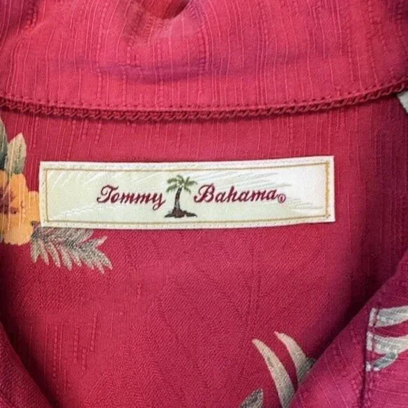 Tommy Bahama 100% Silk Floral Hawaiian Shirt XL Short Sleeve Button Up - Picture 2 of 5